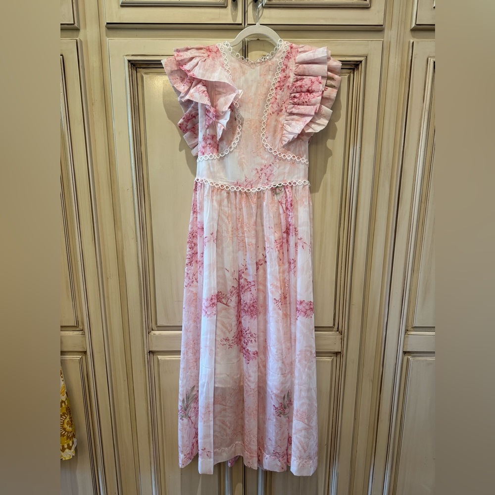 Pink and White Ruched Sleeveless Sundress for Wedding Guest
